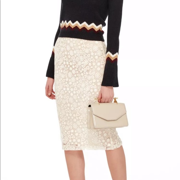 Red Valentino Macrame Pencil Skirt love ivory 4 - Picture 1 of 4